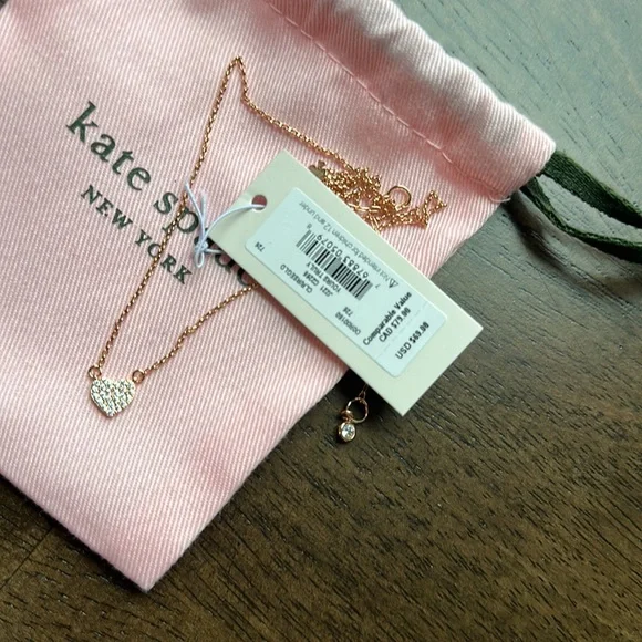 💖HP💖  NWT Kate Spade heart necklace rose gold - Picture 3 of 3